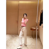 棉 长裤 莱塞尔 白色高腰直筒拉夫牛仔裤 女 超柔软好穿 三喜threec