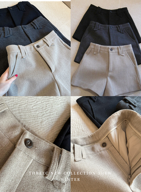 三喜threec 加厚短裤2.0依旧是独家美丽调色直筒阔腿休闲五分裤女