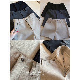 女 2.0依旧是独家美丽调色直筒阔腿休闲五分裤 三喜threec 加厚短裤