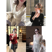 浣熊打底2.0 三喜threec 喜强推 大圆领浣熊绒打底针织毛衣女