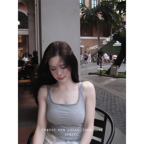 三喜threec 开春定制奶粉【挺廓版】带胸垫背心内搭外穿吊带上衣