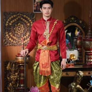 服装 云南西双版 上衣新款 男款 纳隋金金少数民族傣族男士 套装