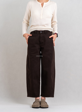 lalamoney·冬季新款显瘦植绒黑科技立体剪裁小弯刀裤子女宽松