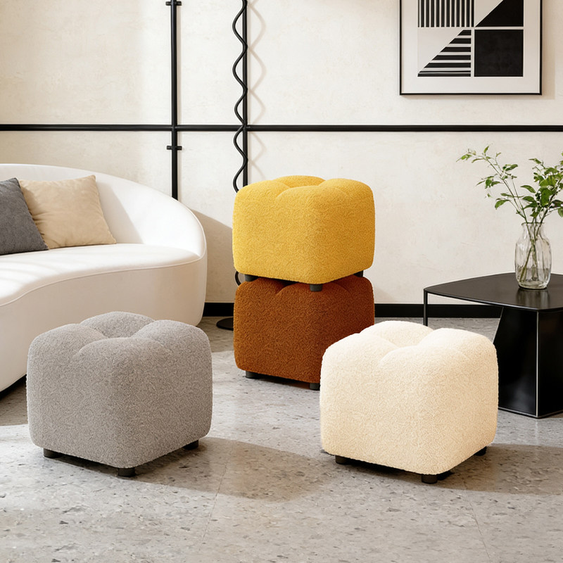 小凳子家用矮凳客厅沙发凳小板凳脚凳门口换鞋凳软坐垫羊羔绒椅子