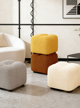 小凳子家用矮凳客厅沙发凳小板凳脚凳门口换鞋凳软坐垫羊羔绒椅子