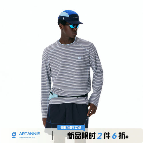 ARTANNIE【7/17 20点新品限时2件6折】撞色哈苏线条纹长袖t恤男款