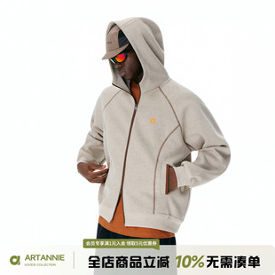 ARTANNIE美式重磅开衫连帽卫衣男秋季新款哈苏线运动情侣夹克外套