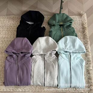 Lulu同款Scuba卫衣修身瑜伽连帽外套加绒显瘦拉链开衫