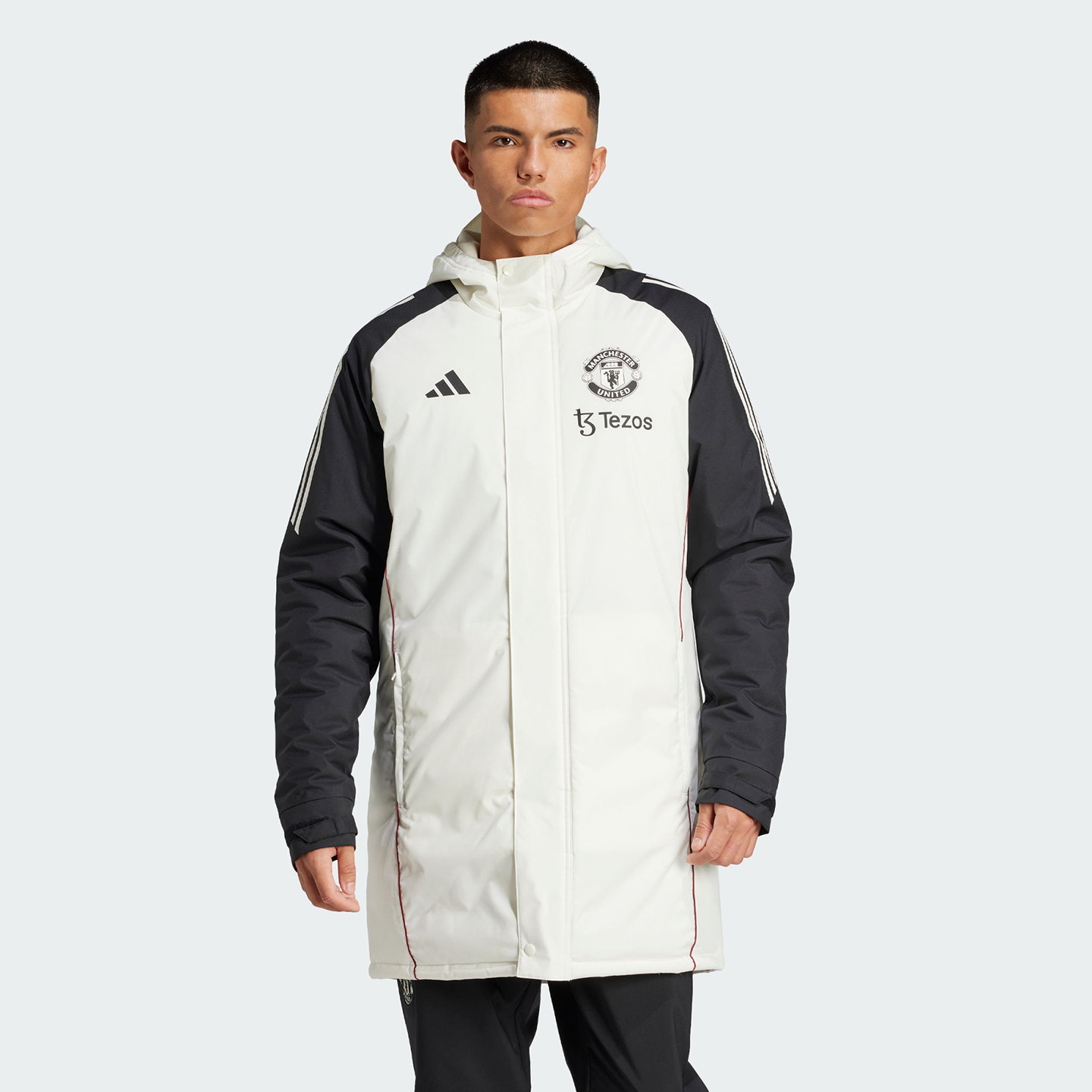 阿迪达斯MUFC STADPARKA男子曼联足球训练保暖运动连帽棉服JE3724