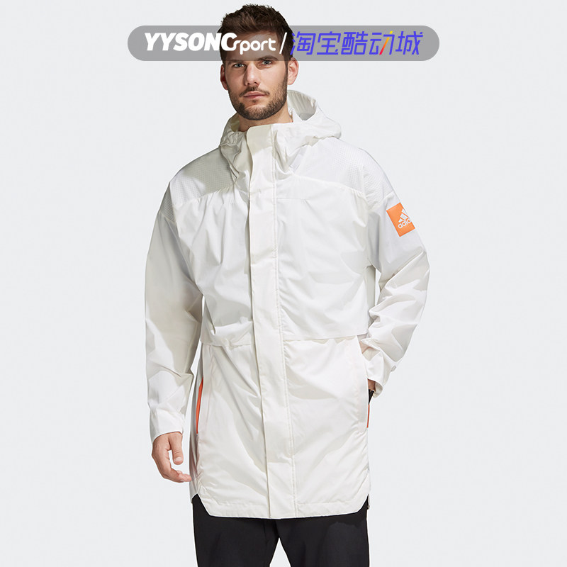 Adidas阿迪达斯男子秋季运动休闲风衣中长款连帽夹克外套 FR9533