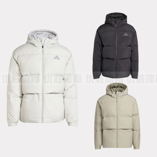 阿迪达斯男子保暖运动休闲连帽鸭绒羽绒服JG5940 JG5941 JM4625