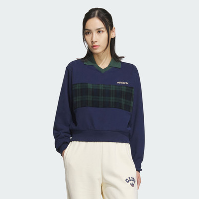 阿迪达斯SPO FEMME CREW复古运动长袖小翻领卫衣套头衫 JC6851