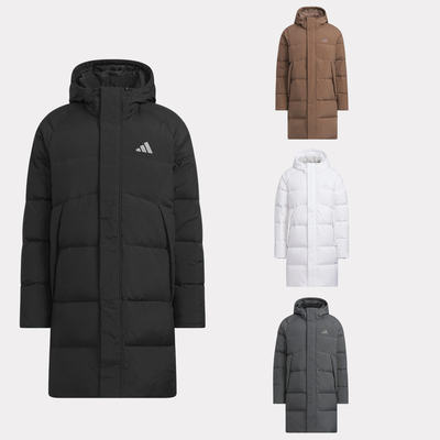 阿迪达斯MID L DOWN JK男女保暖长款鸭绒连帽羽绒服KQ5514 KQ5515