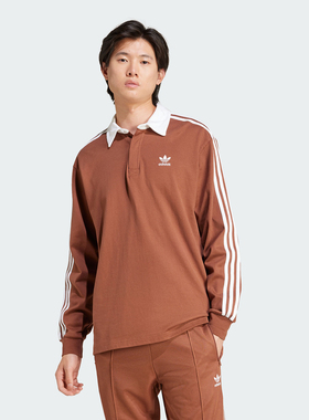 阿迪达斯ADICOLOR RUGBY复古穿搭美式运动长袖POLO衫 IZ2469