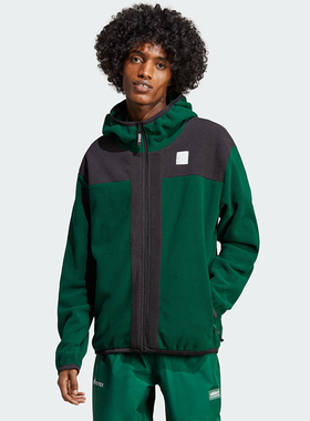 Adidas阿迪达斯三叶草男秋冬绒面运动休闲保暖立领夹克外套IC2340