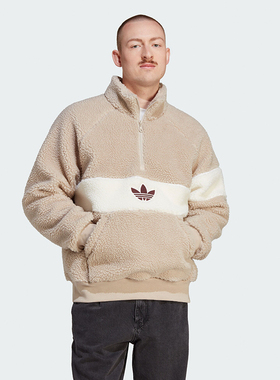 阿迪达斯WNTR FLEECE JKT仿羊羔绒半开襟运动卫衣套头衫 HZ0719