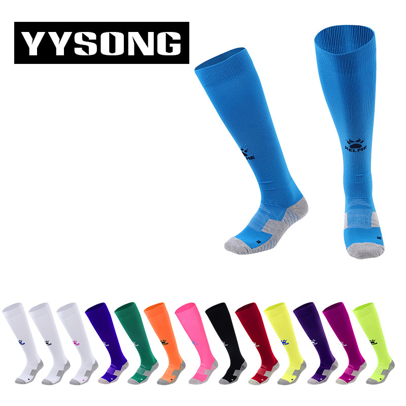 YY正品KELME/卡尔美球员版分左右脚 加厚毛巾底长筒足球袜K15Z908