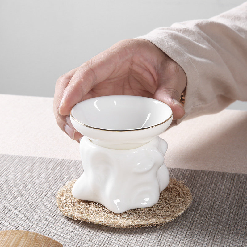 陶瓷茶漏泡茶器茶滤器功夫茶具茶道配件白瓷描金茶叶茶渣过滤网