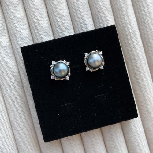 10.4-10.8mm天然海水大溪地耳钉S925银