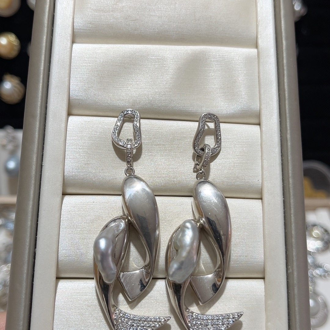 澳白无核keshi双鱼包镶吊坠耳环两戴款S925银单只耳环克重10克,珠宝/钻石/翡翠,耳饰,淘宝优惠券,粉丝福利购,淘宝优惠卷