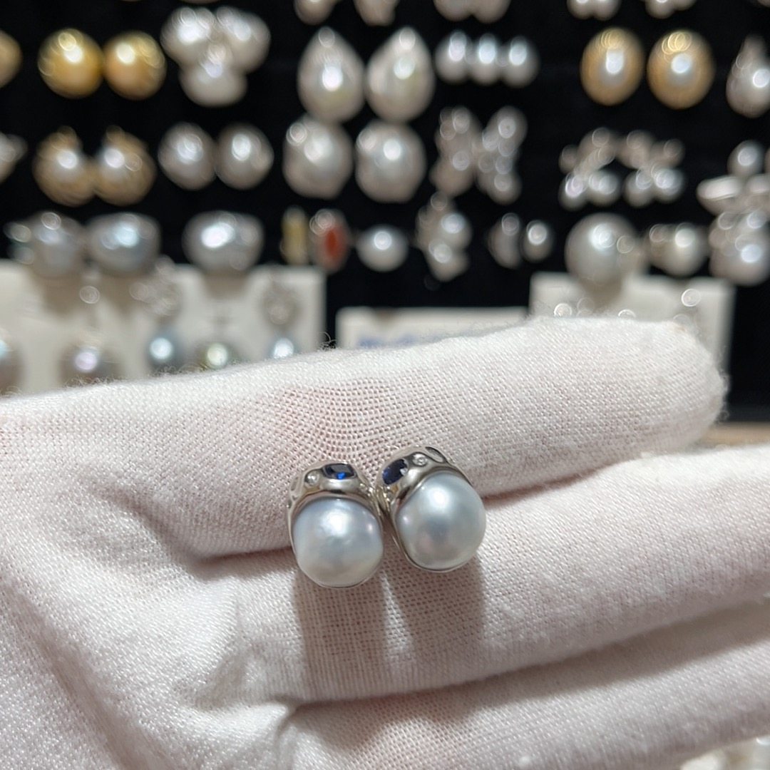 天然海水银蓝澳白巴洛克包镶耳钉S925银包镶,珠宝/钻石/翡翠,耳饰,淘宝优惠券,粉丝福利购,淘宝优惠卷