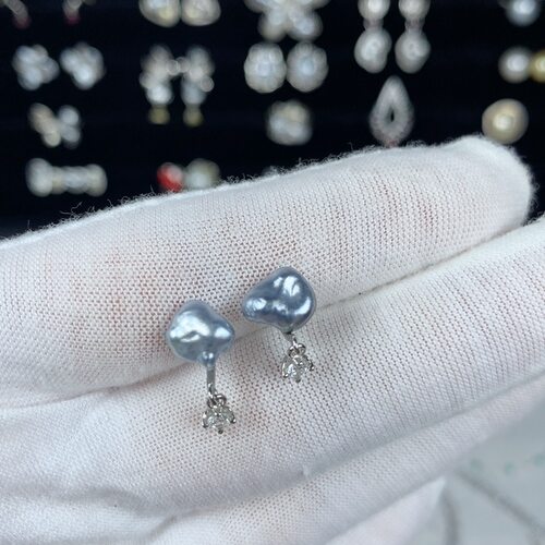 7-8mm蓝调大溪地无核keshi云朵耳钉福利不退换