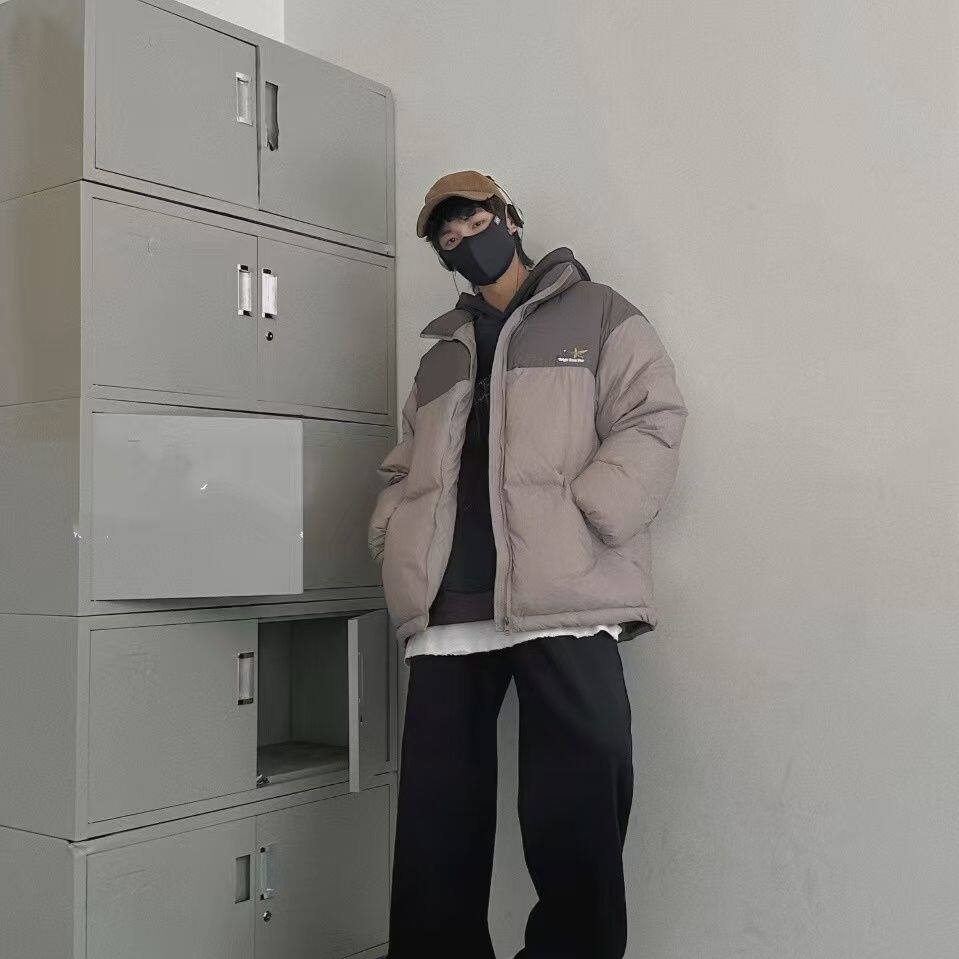 男装羽绒服高中生灰色2025新款冬装立领加厚保暖大男孩冬装外套