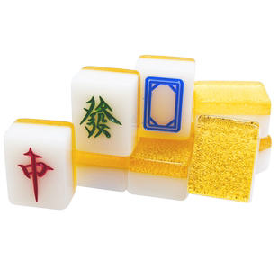 来生财羊脂金麻将大号家用水晶麻将牌40MM金丝麻将手搓麻将送桌布