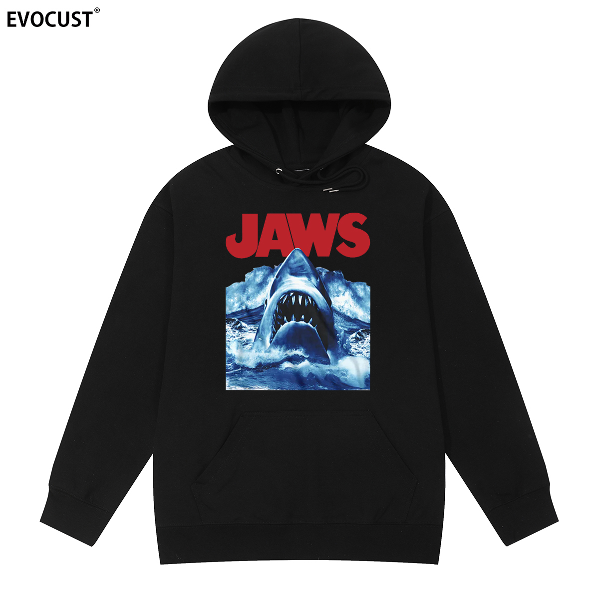 Jaws大白鲨帽衫斯皮尔伯格经典怀旧复古电影印花长袖男女连帽卫衣