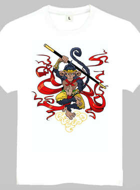 Monkey King T-shirt 白色短袖 美猴王 T恤 欧美潮流T恤