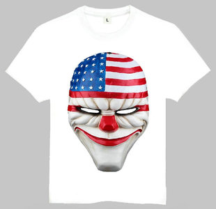PAYDAY 2 T-shirt 收获日 T恤 欧美潮流T恤 收获日面具T恤