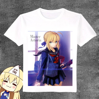 衣服 Fate Zero Stay NigBt Saber 亚瑟王 动漫T恤 长短袖白T周边