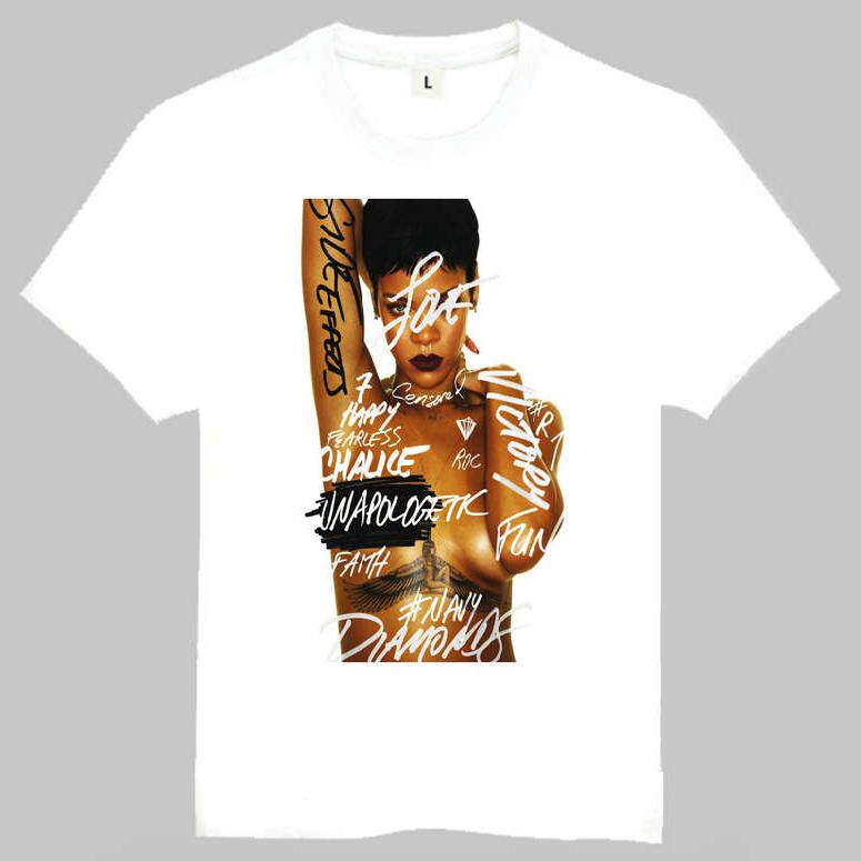 RihannaT-shirt白色蕾短袖牛臣仕
