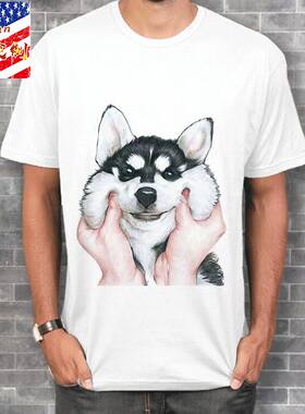 2020流行神烦狗doge 二哈 哈士奇恶搞狗头个性印花男女T恤
