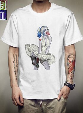 DC漫画蝙蝠侠特遣队自杀小分队哈利·奎茵男士T恤上衣短袖男女款