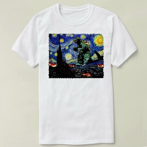 Godzilla versus Starry Night 哥斯拉 DIY Tee T-Shirt T恤 半袖