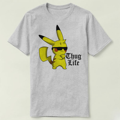 pikachuVIDEOShirtTHUGLIFETee男