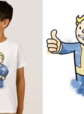 Fallout 4 vault boy辐射4T-Shirt成人T恤班服定制TEE圆领半袖2