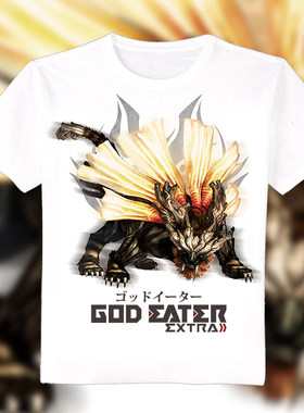 噬神者2 GodEater狂怒解放 缚日啰 兽神 动漫T恤 休闲白T 可上衣