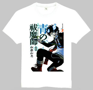 白色短袖 欧美潮流T恤 青之驱魔师 shirt exorcist T恤 Blue