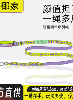 YEYENITE椰椰家狗狗牵引绳轻量腰牵泰迪比熊中小型犬防爆冲遛狗绳