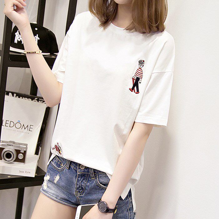 Sleeve T-shirt clothes Blouse Easy Big version tycoon In paragraph Hot weather Summer Embroidery Cartoonin the Women's clothing/Boutique , T-shirt  category - from Buy2taobao.com to provide professional Taobao agent buy service