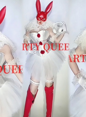 推荐款哈莉奎茵cos小丑万圣节白色定制款 gogo演出服 原创设计