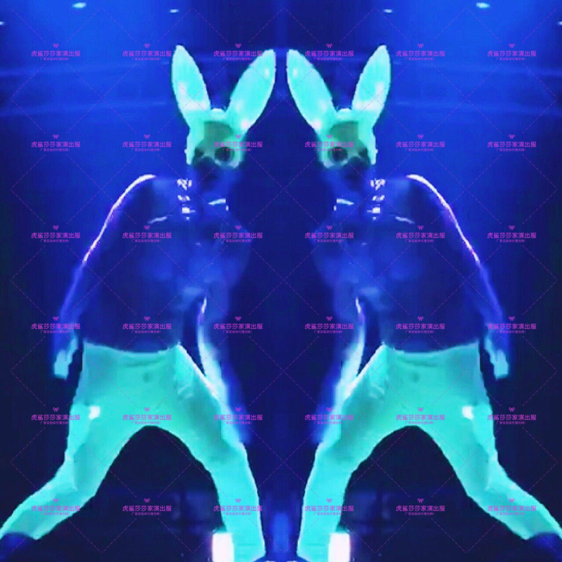 虎鲨家夜店酒吧歌手DJ外籍模特EDM电音派对男GOGO荧光绿色演出服