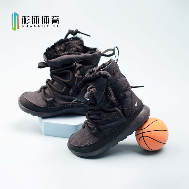 正品耐克Nike ROSHE ONE FLASH儿童高帮加绒保暖雪地靴童鞋807759