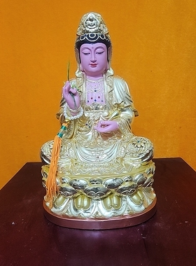金木雕观世音菩萨12寸家里供奉，正金造型完美。