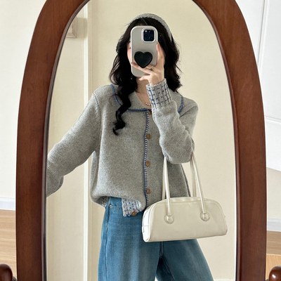 糖安妮2026春季娃娃领毛针织衫