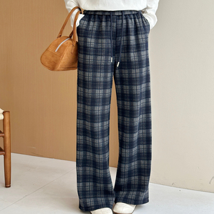 女修身 糖安妮 薄绒格子织格纹直筒裤 2025秋冬新款 显瘦 暮光之城