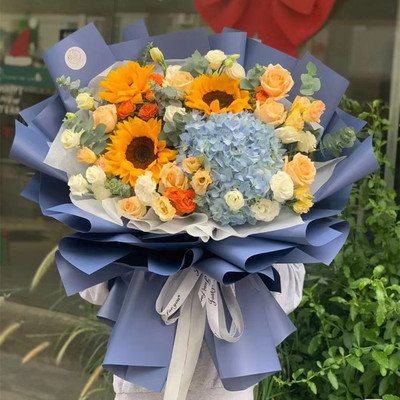 妈妈病人鲜花束赛罕店满天星11朵