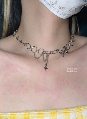 合金圆圈链女甜酷辣妹项链包邮